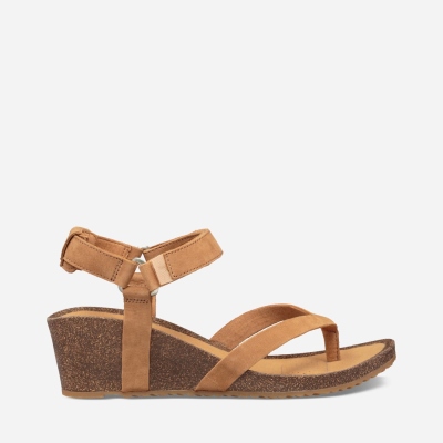 Teva Mahonia Wedge Thong Women's Brown Wedge Sandals CA46106 Canada Online